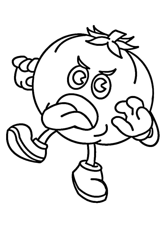 Desenho de Tomate Engraçado para Colorir