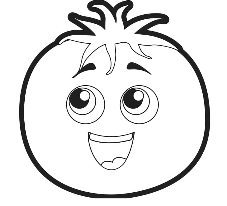Desenho de Tomate Feliz para Colorir