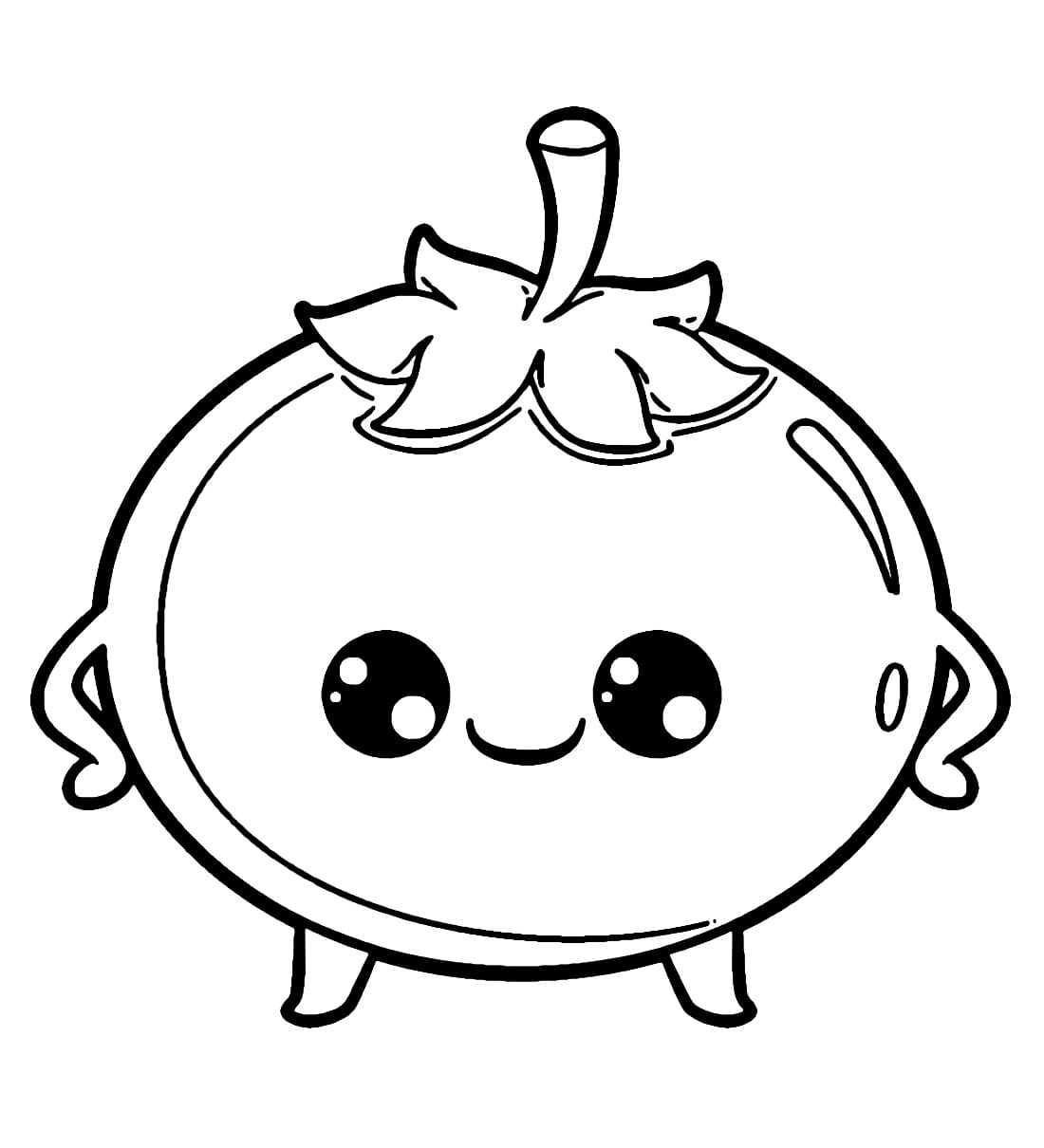 Desenho de Tomate Fofo para Colorir