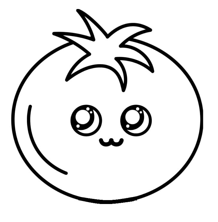 Desenho de Tomate Kawaii para Colorir 1