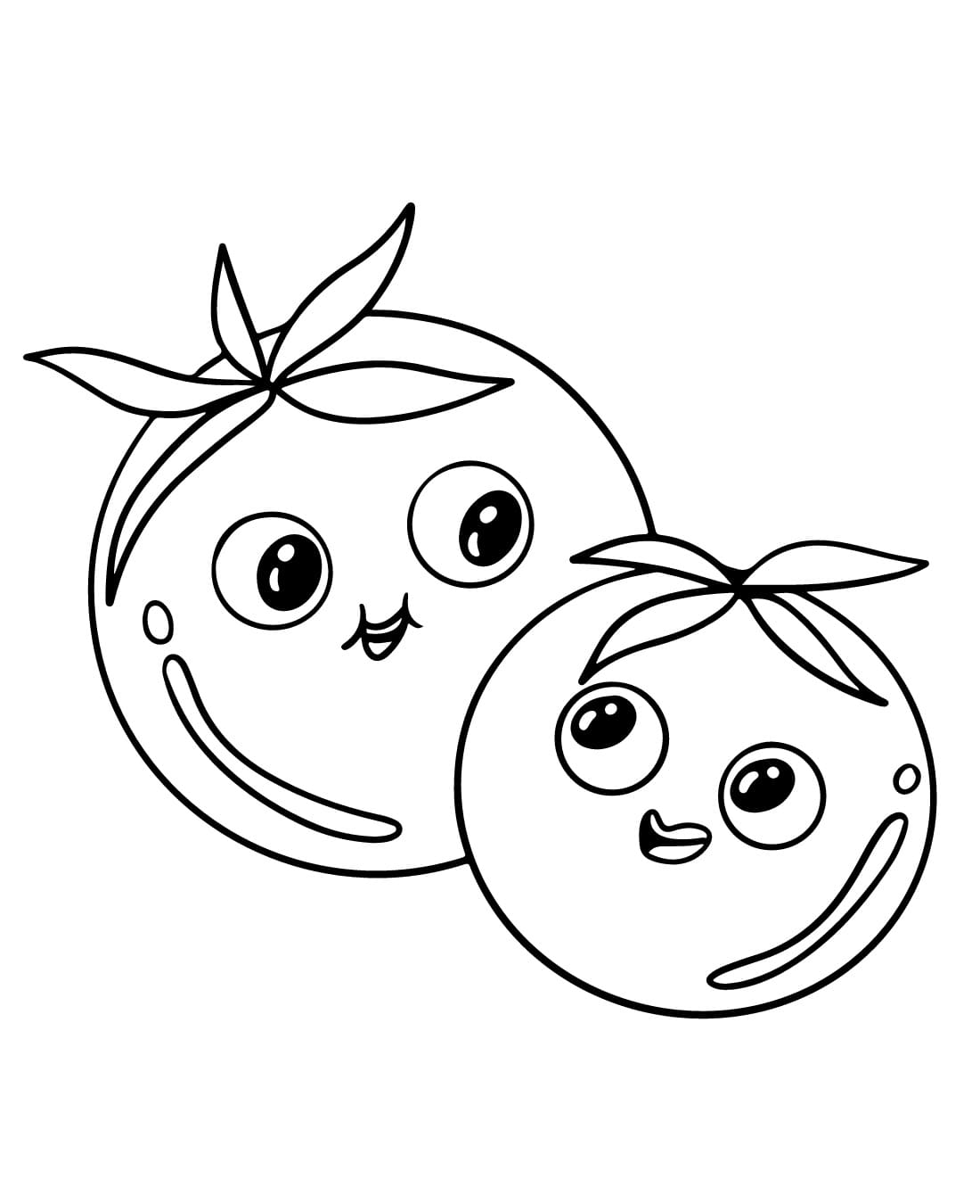 Desenho de Tomates Fofos para Colorir