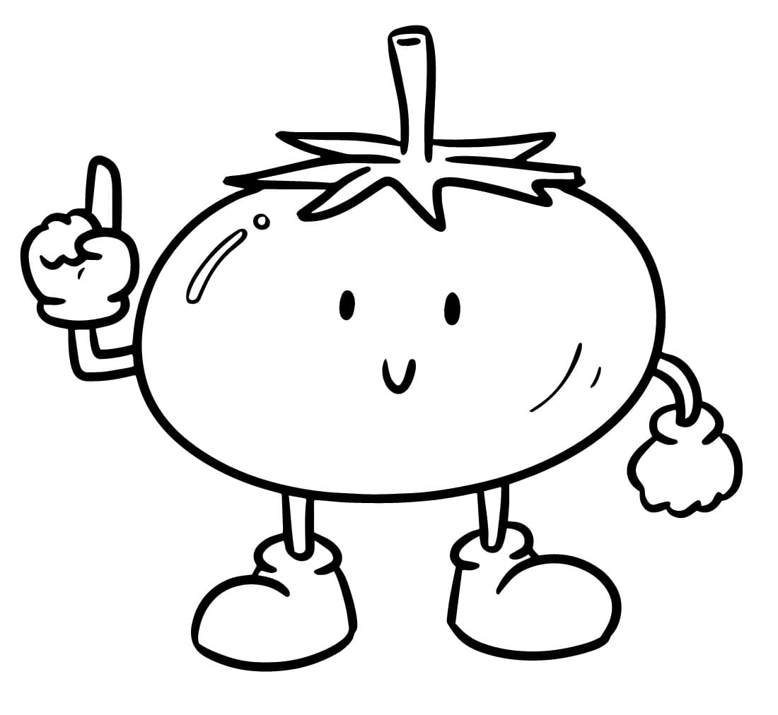 Desenho de um Tomate Animado para Colorir
