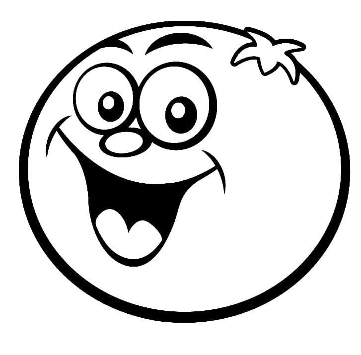 Desenho de um Tomate Feliz para Colorir