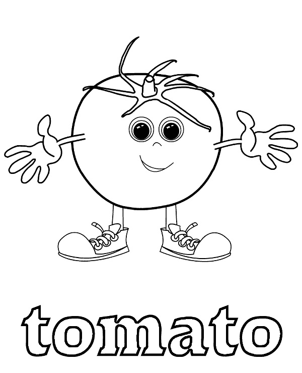 Desenho de Tomate Imprimivel para Imprimir e Colorir