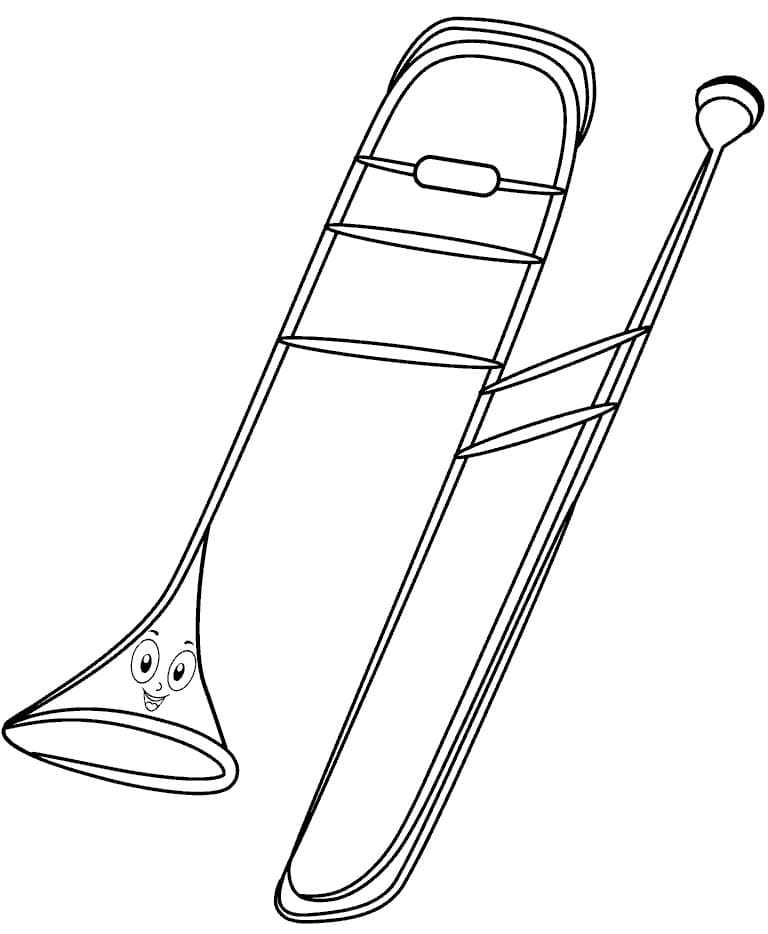 Desenho De Feliz Trombone Para Colorir