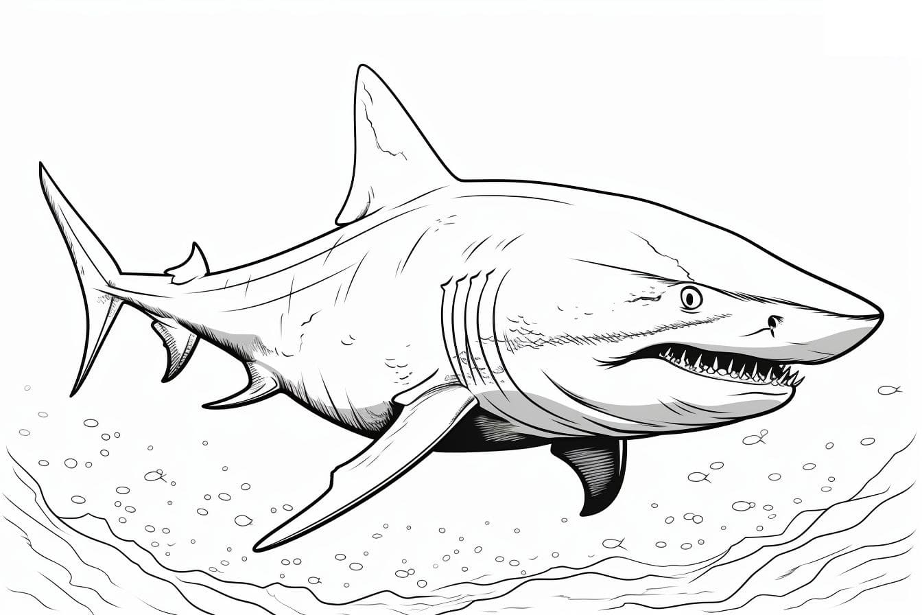Desenho De Imprimivel tubarão Para Colorir