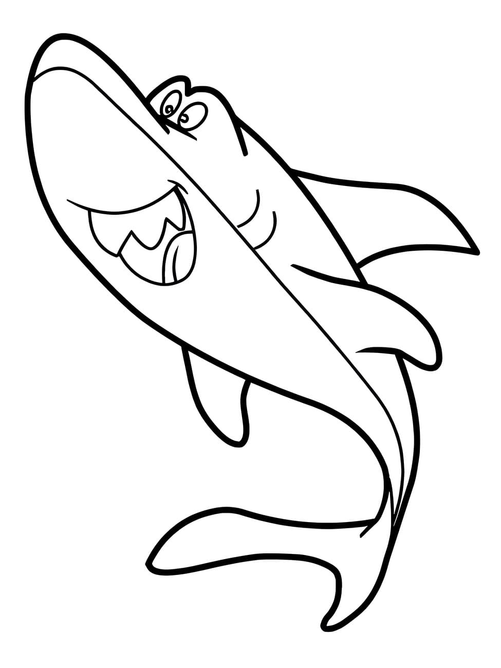 Desenho De tubarão adorável Para Colorir