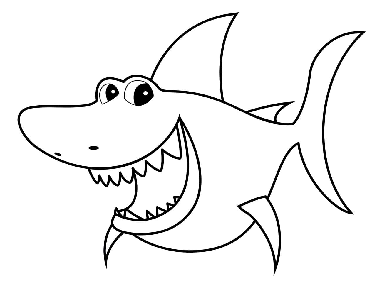 Desenho De tubarão Alegre Para Colorir
