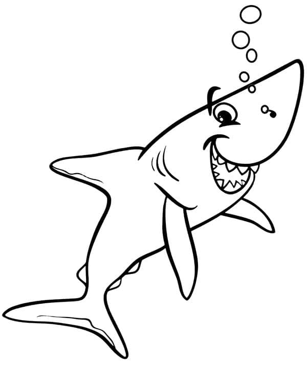 Desenho De tubarão Feliz Para Colorir
