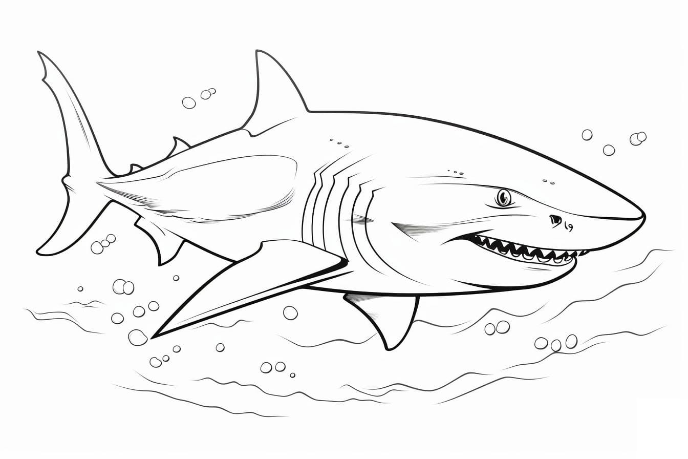 Desenho De tubarão Realista Para Colorir