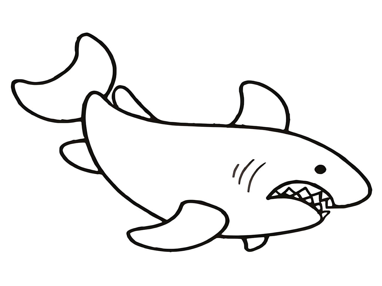 Desenho De Um tubarão Muito fácil Para Colorir
