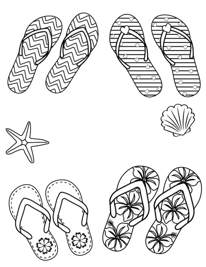 Desenho De calçado De verão Para Colorir