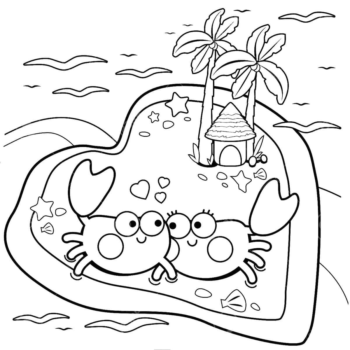 Desenho De Caranguejos De verão Para Colorir