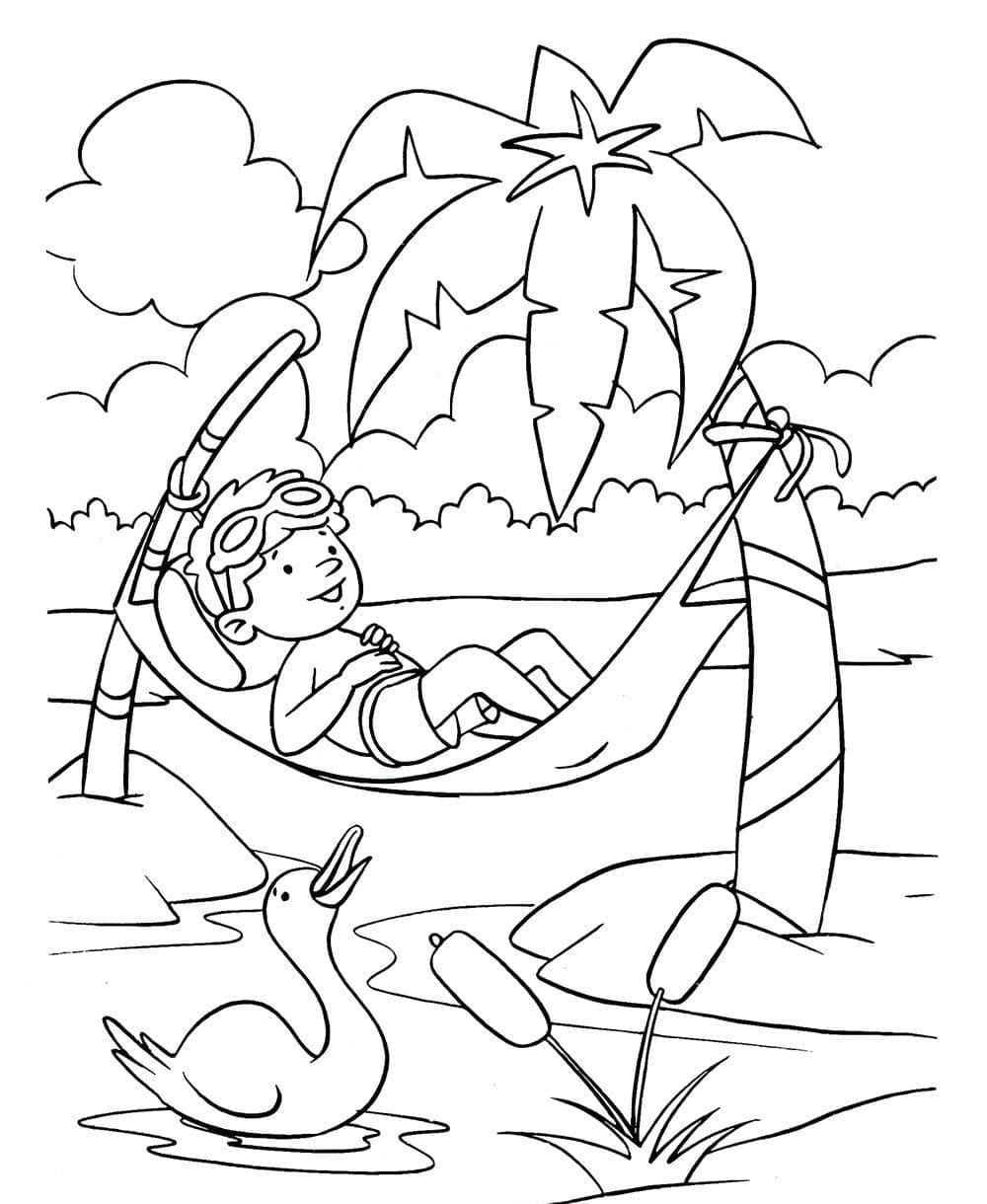Desenho De Garoto Do verão Para Colorir