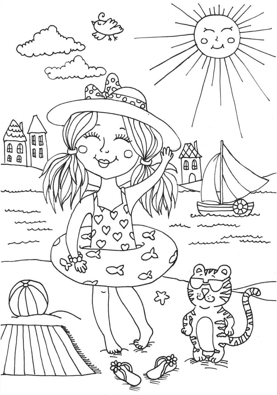 Desenho De verão Alegre Para Colorir