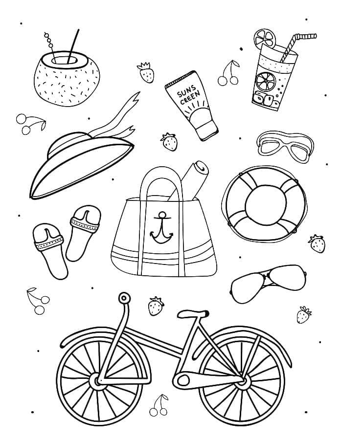 Desenho De verão grátis Para crianças Para Colorir