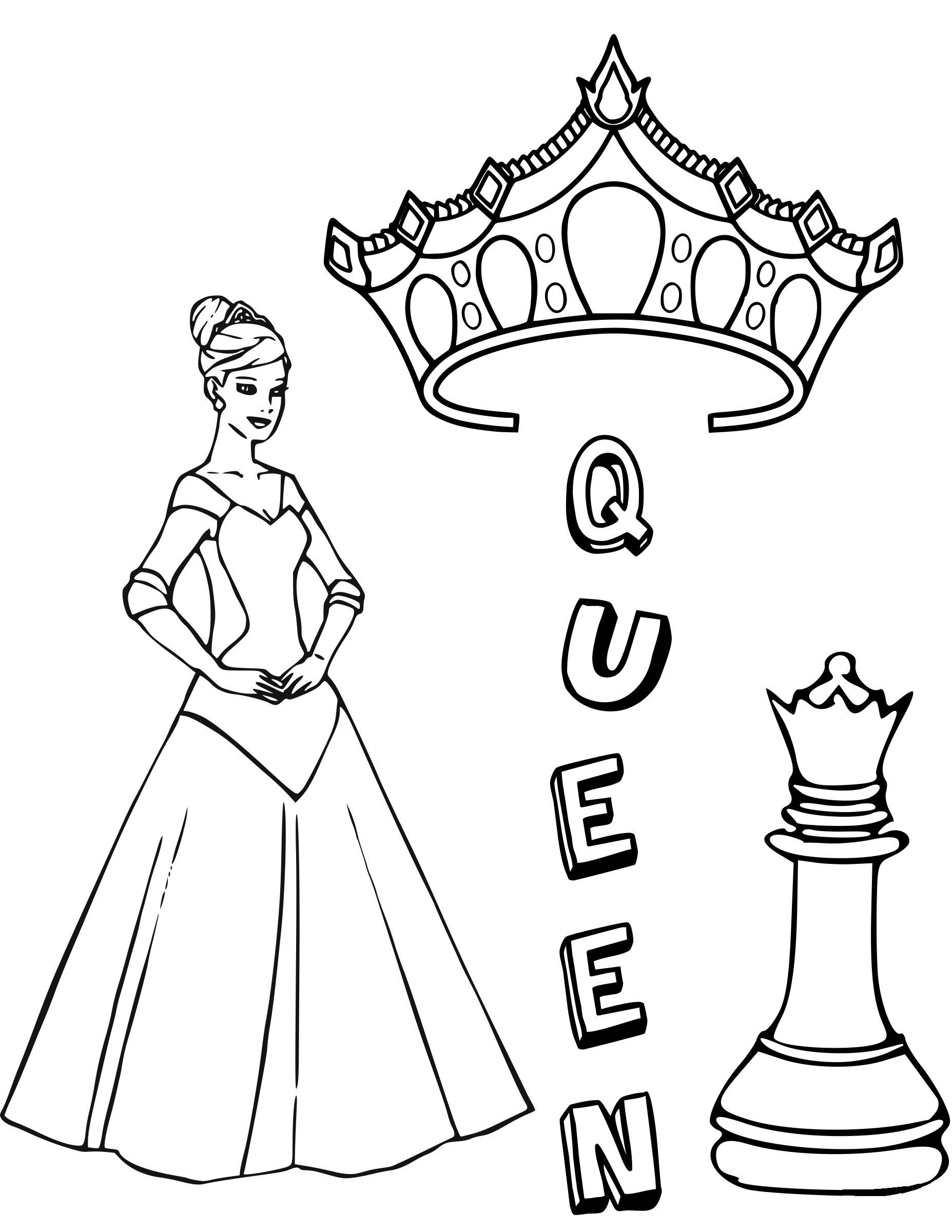 Desenho De Rainha Do Xadrez Para Colorir