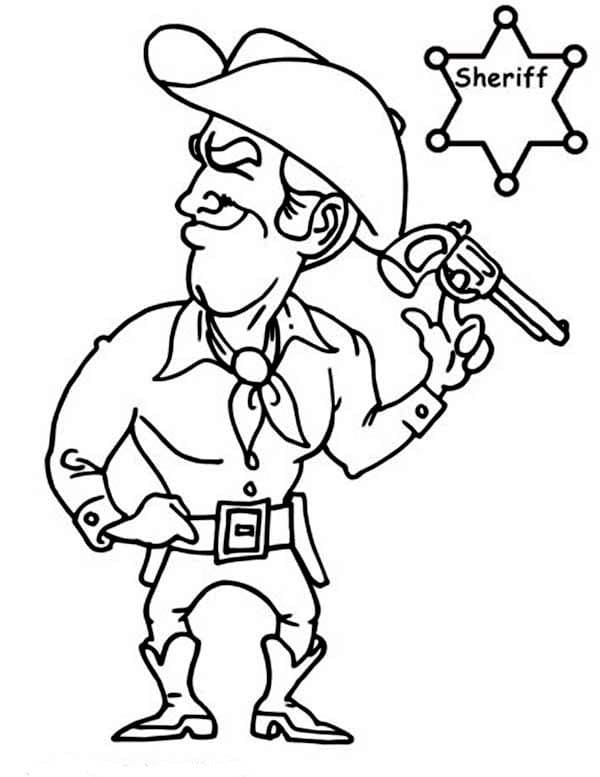 Desenho De Xerife e suá armá Para Colorir