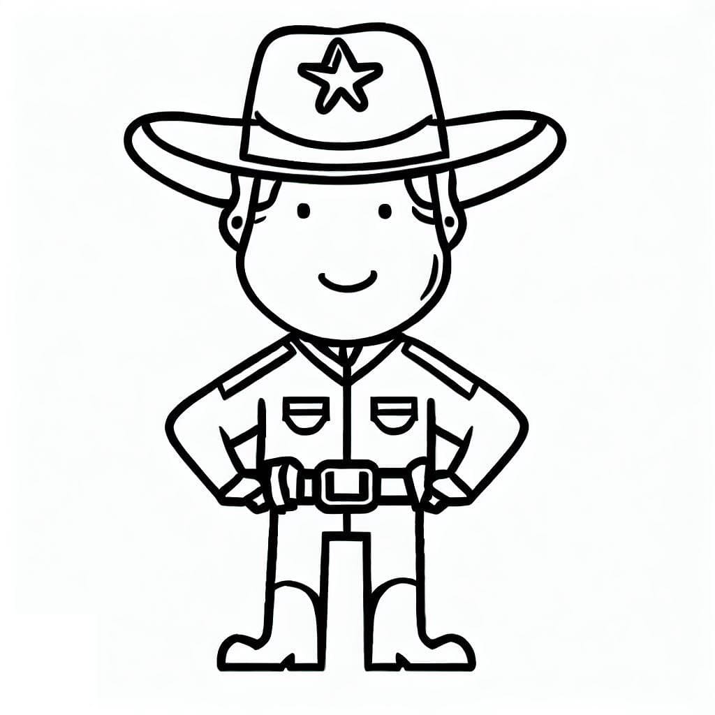 Desenho De Xerife Sorridente Para Colorir