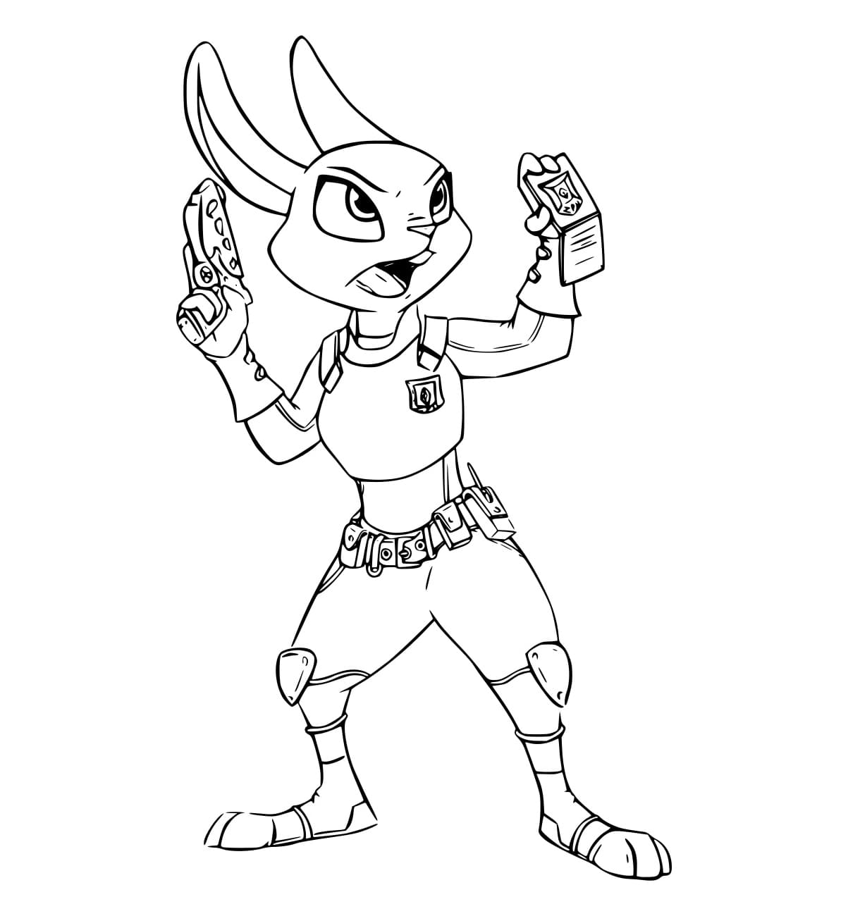 Desenho De Judy Hopps segurá A armá Para Colorir