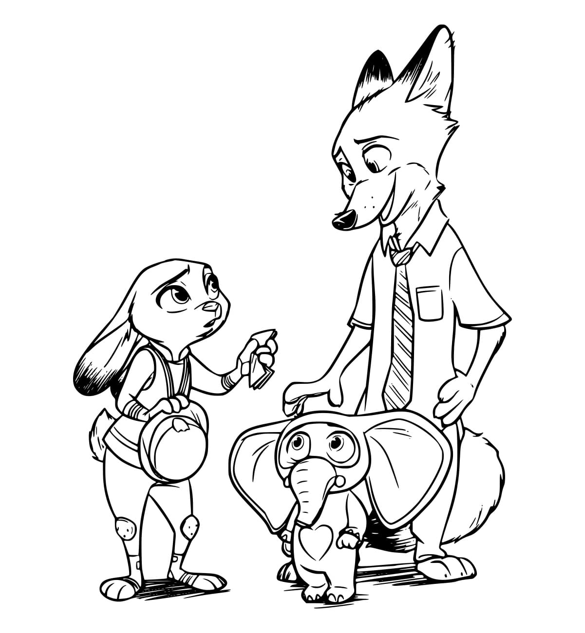 Desenho De Judy Nick e Finnick Para Colorir