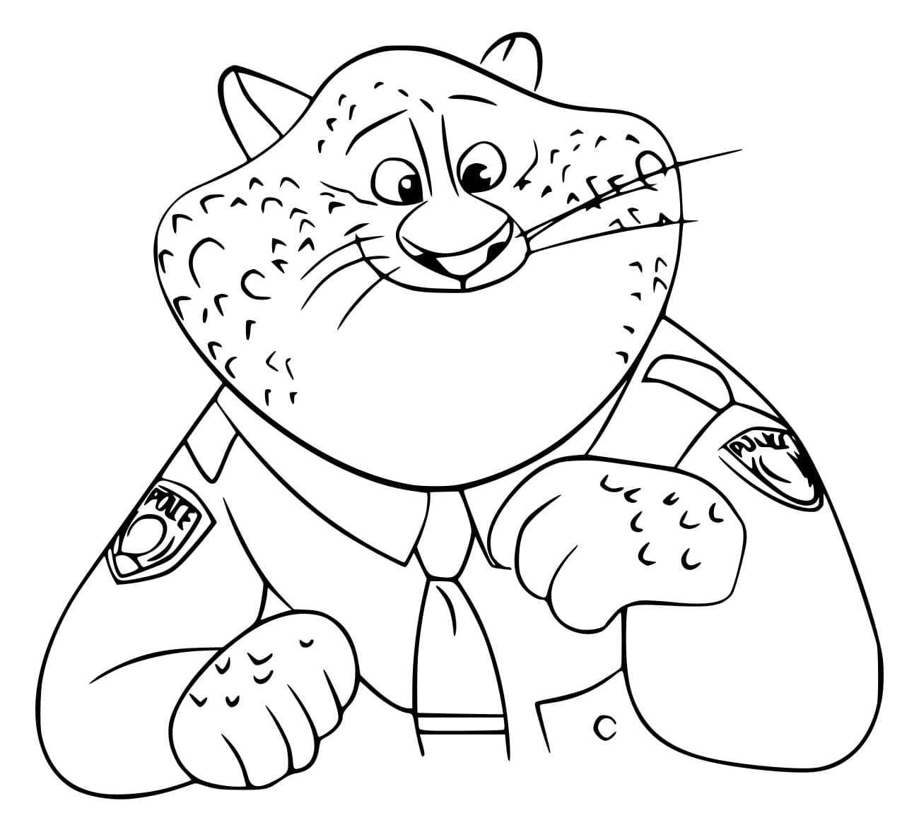 Desenho De Oficial Clawhauser De Zootopia Para Colorir
