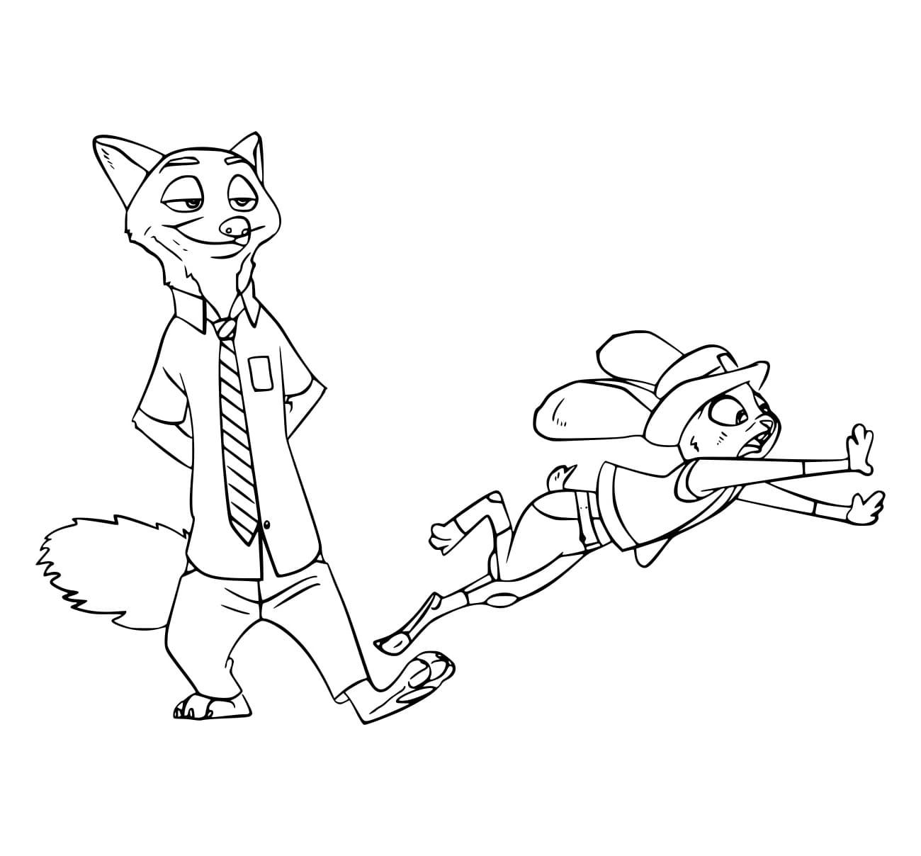 Desenho De Nick tropeçá Em Judy Para Colorir